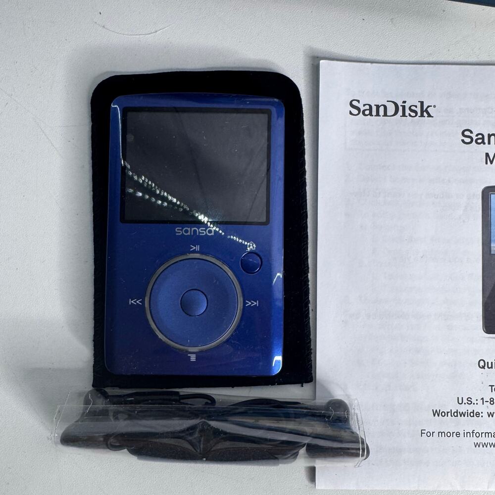 Open Box SanDisk Sansa Fuze Blue (4 GB) Digital Media Player 2008 Complete - Picture 5 of 6
